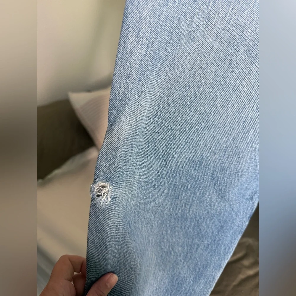 Vtg RUSTLER Thrashed Straight Jeans Mens 33x30 100% Cotton Distressed 90s Denim - Picture 5 of 11